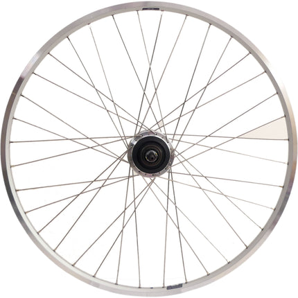 Achterwiel 28" Nexus 7 rollerbrake naaf met zilveren velg en RVS spaken