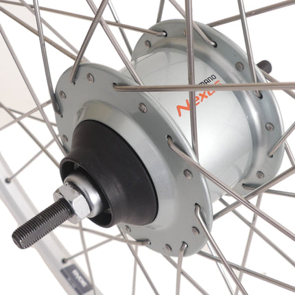 Achterwiel 28" Nexus 8 rollerbrake naaf met met zilveren velg en RVS spaken - afbeelding 2
