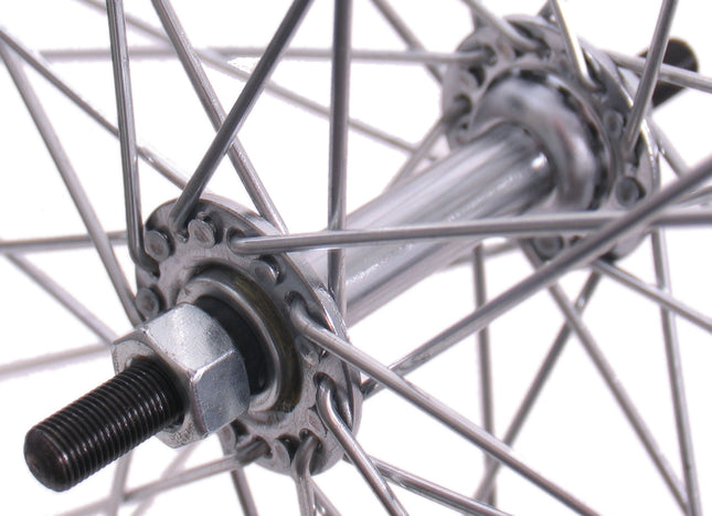 Voorwiel 28 x 1 1/2" - aluminium Ryde velg - verchroomde naaf - zwart