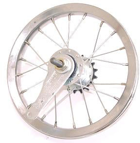 Achterwiel 12 1/2 x 2 1/4" chroom met imitatie Shimano naaf