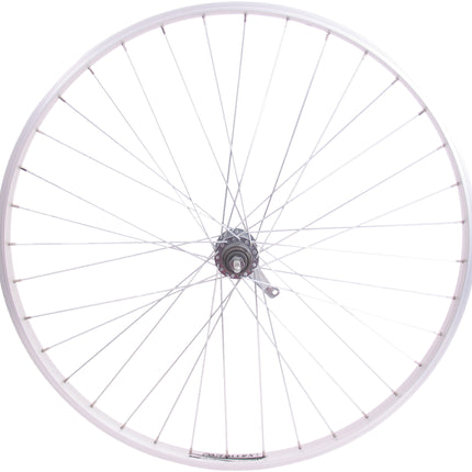 Achterwiel 28 x 1/4" aluminium Shimano remnaaf - zilver