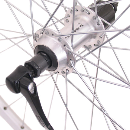 Achterwiel 26" ATB - ZAC19 velg - Shimano TX500 naaf - zinken spaken - zilver