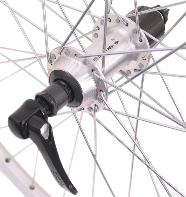 Achterwiel 26" ATB - ZAC19 velg - Shimano TX500 naaf - zinken spaken - zilver