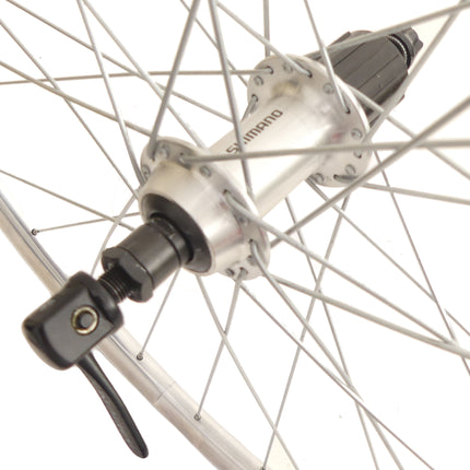 Achterwiel 28" / 622*14C velg - 8/9/10V Shimano TX500 QR naaf - gepolijst zilver