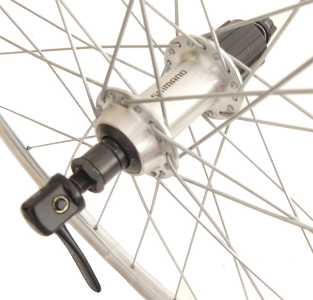 Achterwiel 28" / 622*14C velg - 8/9/10V Shimano TX500 QR naaf - gepolijst zilver