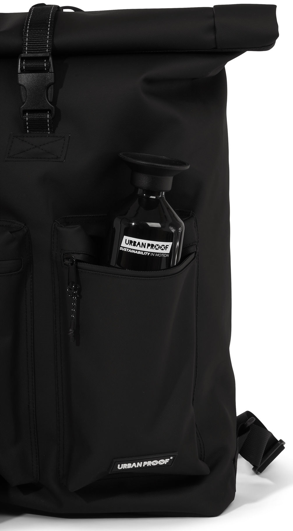 Gerecyclede shopper fietstas Urban Proof Rolltop Backpack 20 liter  34 x 13 x 46 cm - zwart
