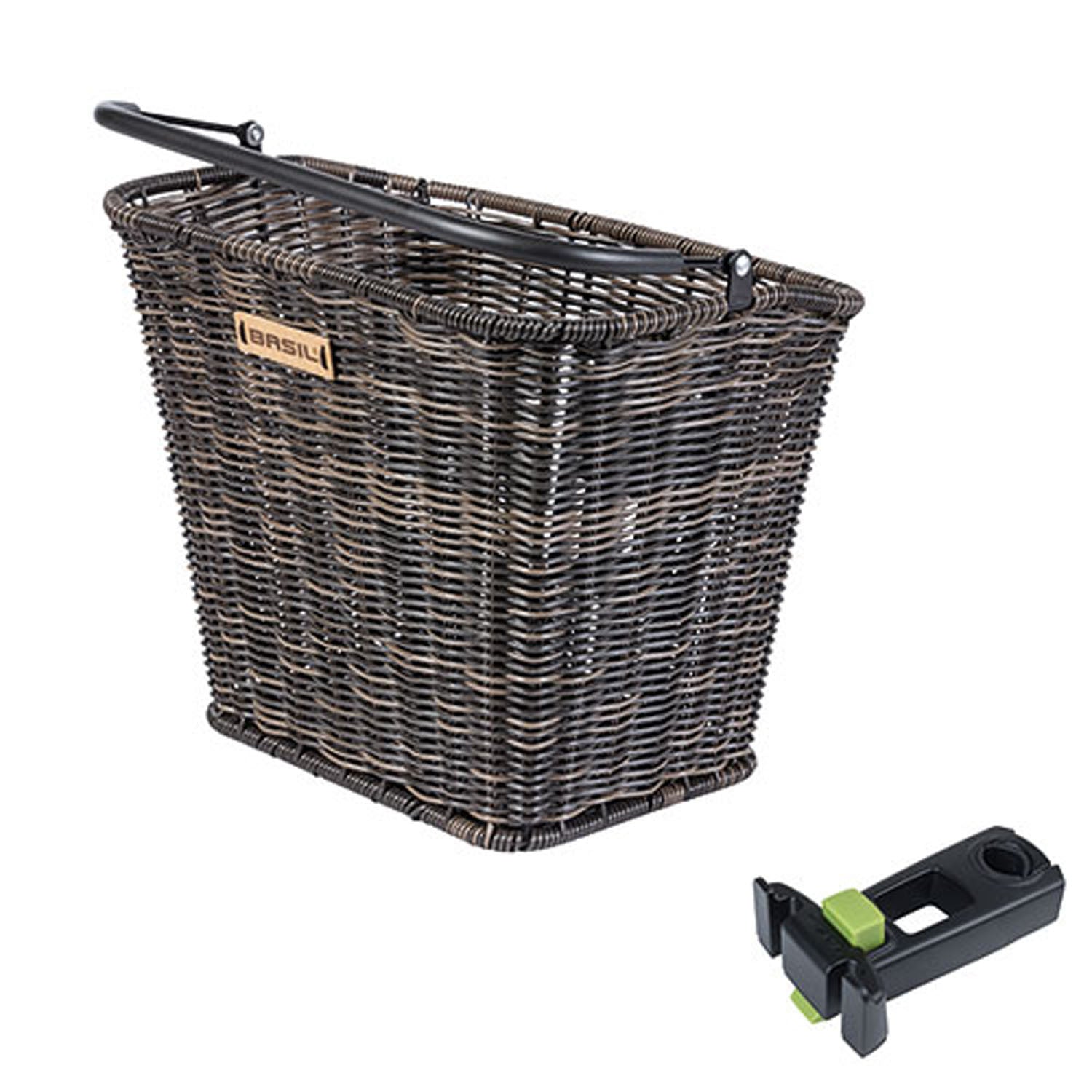 Fietsmand Basil Bremen Rattan Look  met KF-stuurpenhouder 27 x 35 x 29 cm - seagrass