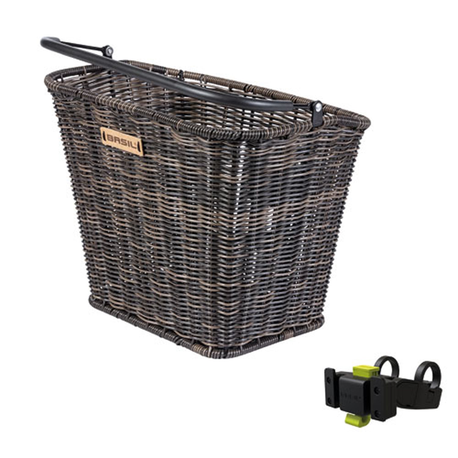 Fietsmand Basil Bremen Rattan Look met KF stuurbochthouder 27 x 35 x 29 cm - seagrass