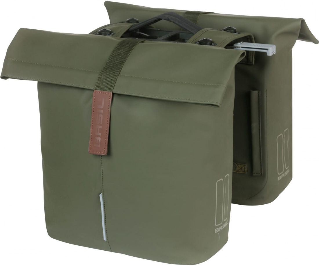 Dubbele fietstas Basil City MIK 28-32 liter 12 x 30 x 33 cm - roasted brown