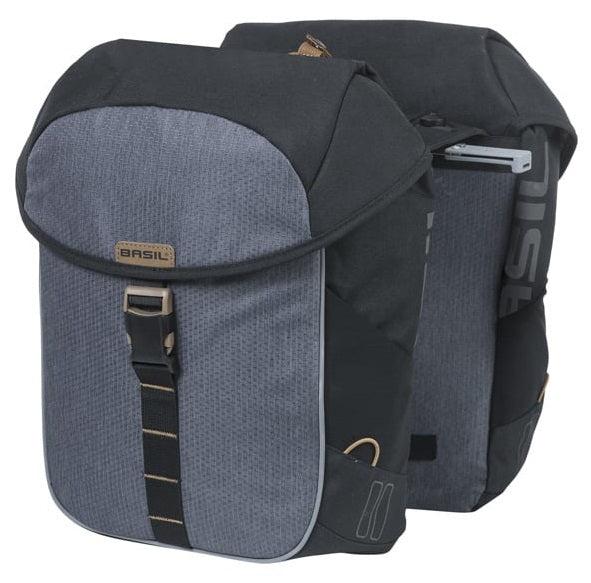 Dubbele fietstas Basil Miles MIK 34 liter 13 x 26 x 35 cm - zwart/grijs