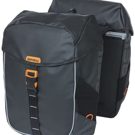 Dubbele Fietstas Basil Miles Tarpaulin MIK 34 liter 13 x 25 x 37 cm - zwart/oranje