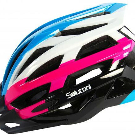 Fietshelm Salutoni 58-61 cm dames - blauw/wit/roze
