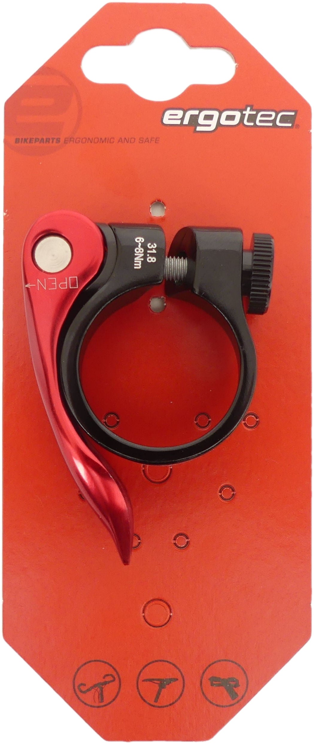 Zadelpenklem Ergotec SCQ-0100 ø31,8 mm aluminium met snelspanner - zwart/rood