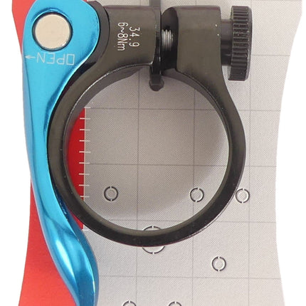 Zadelpenklem Ergotec SCQ-0100 ø34,9 mm aluminium met snelspanner - zwart/blauw