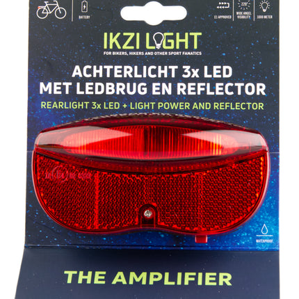 Dragerachterlicht IKZI 3x LED 80mm  boutafstand met E4 goedgekeurde reflector - rood - afbeelding 2