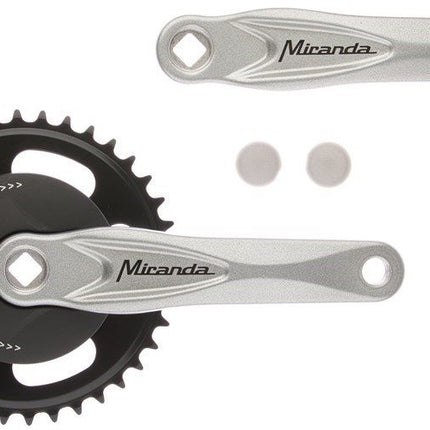 Crankstel 33T Miranda Alfa 1 voor 3/32 ketting met 9.2 cm zwarte disc en zilveren crank