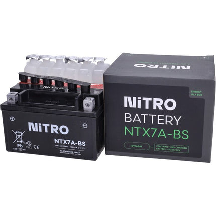 battery nitro ntx7a-bs/ytx7a-bs peugeot-4t, sco kymco 4t, sco china 4t, sco sym 4t