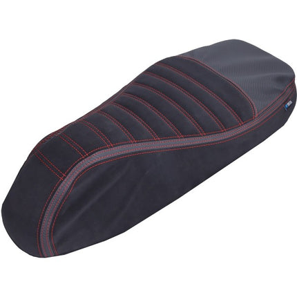 buddydek Regia Alcantara Stripe Sport (made in EU) Vespa black/red >2024 GTS 125cc, GTS 250cc, GTS 300 (Euro4)