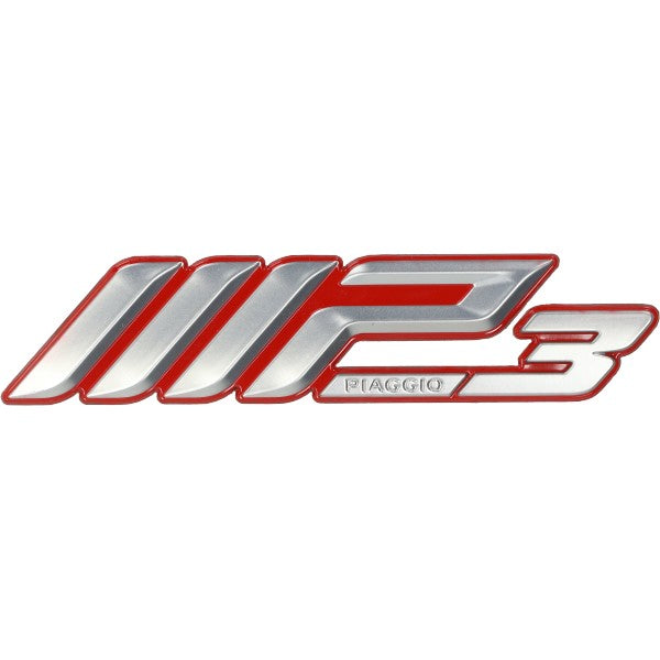 sticker Piaggio origineel woord [mp3] chroom/rood mp3 500cc, mp3-300cc, mp3-350cc, mp3-400cc 2h002530