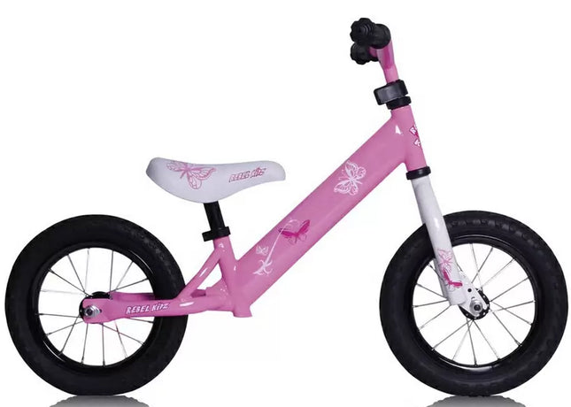 Loopfiets 12,5" Rebel Kidz Steel Air - pink butterfly
