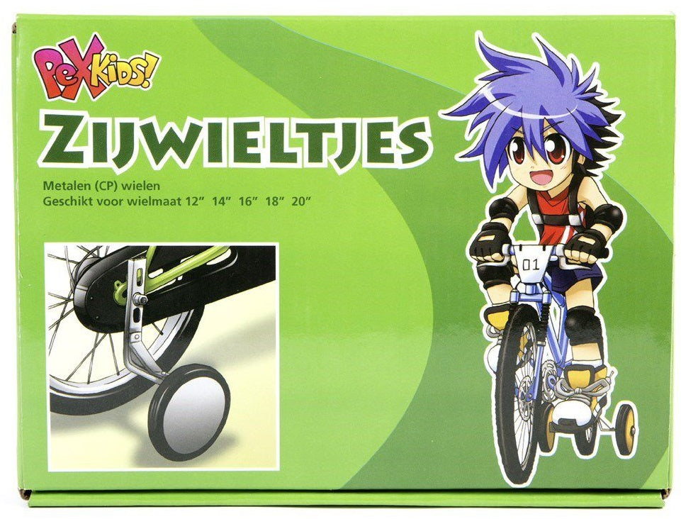 Zijwielen 12~20  PexKids in een neutrale chromen kleur