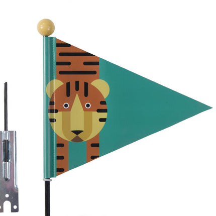 PexKids Tiger Safety Flag - green with tiger print