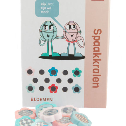 Spaakkralen PexKids "bloemetjes" - assorti van 4 kleuren (12 stuks op kaart)