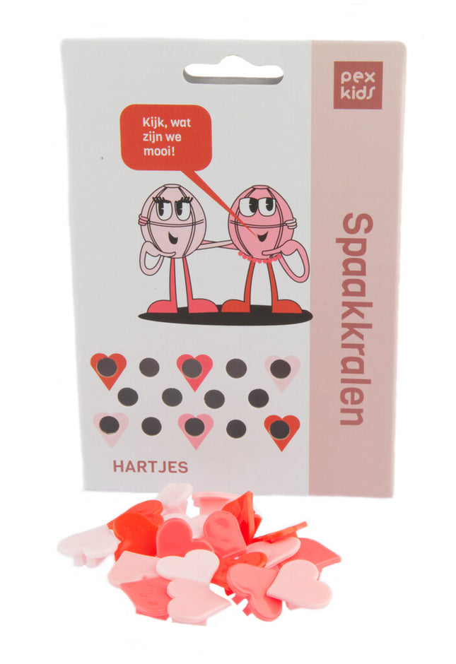 Spaakkralen PexKids "hartjes" assorti van 4 kleuren (20 stuks op kaart)