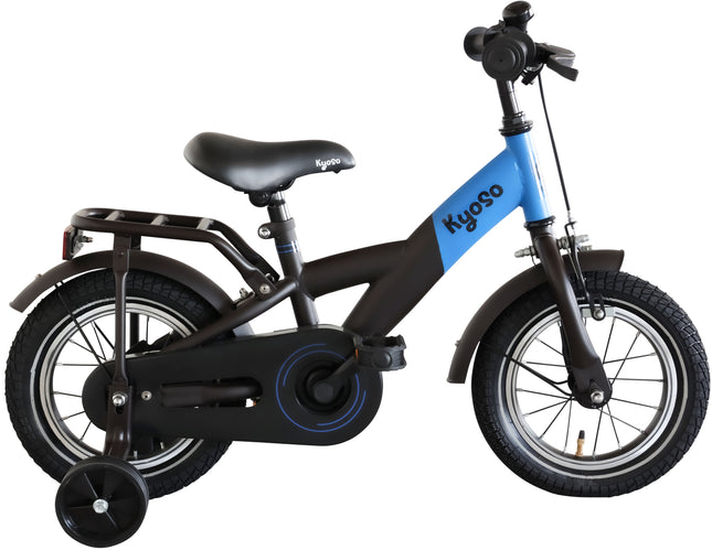 Kinderfiets Kyoso X-Rider 12 inch met remnaaf - zwart/blauw