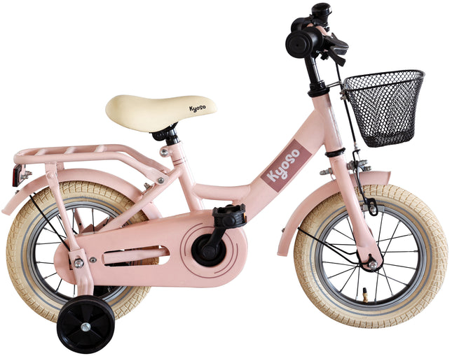 Kinderfiets Kyoso Sparkle 12 inch met remnaaf - mat roze