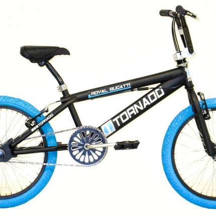 Freestyle BMX 20" Royal-Bugatti  - mat zwart met blauwe banden