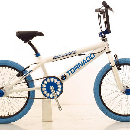 Royal-Bugatti Tornado Freestyle 20-inch BMX Bike - White with blue tires