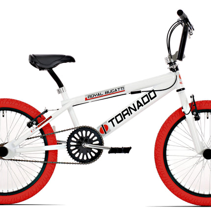 BMX Fiets Royal-Bugatti Tornado Freestyle 20 inch - Wit met rode banden