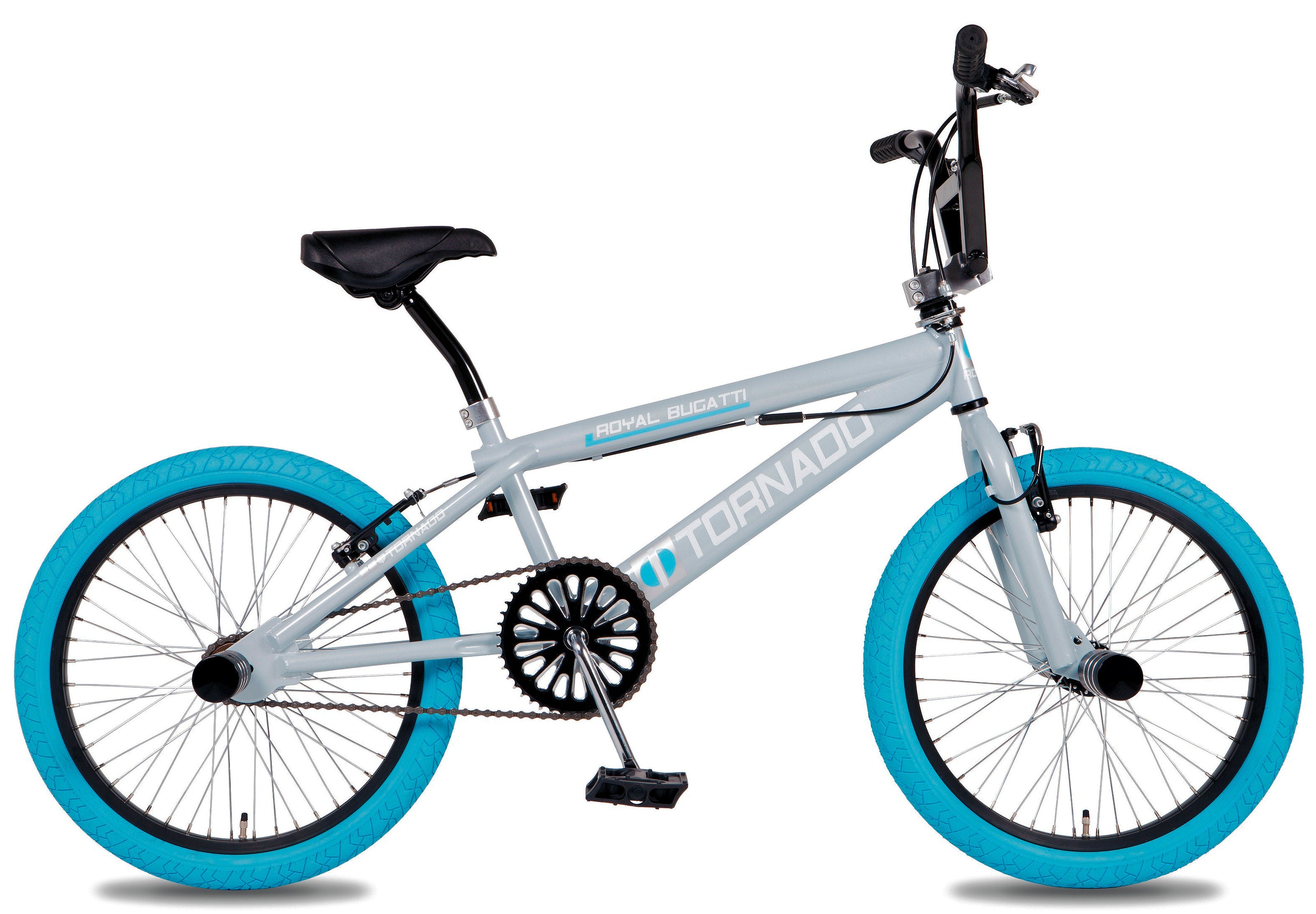 20" BMX Freestyle Royal Bugatti - lichtblauw/grijs met blauwe banden