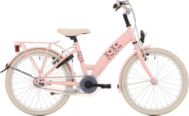 Bikefun 20 inch meisjesfiets Lots of Love met remnaaf - roze