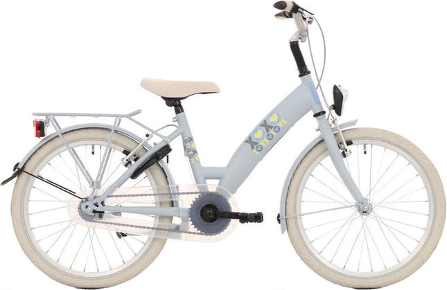 Kinderfiets 20" Bikefun Lots of Love met remnaaf - blauw
