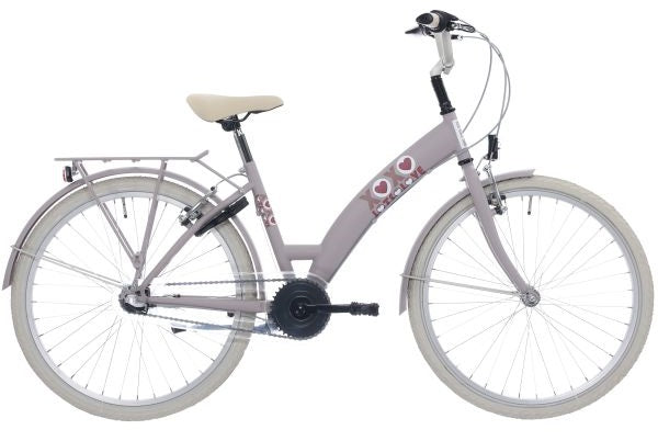 Kinderfiets 26" Bikefun Lots of Love met Nexus 3 versnellingen - adobe roze