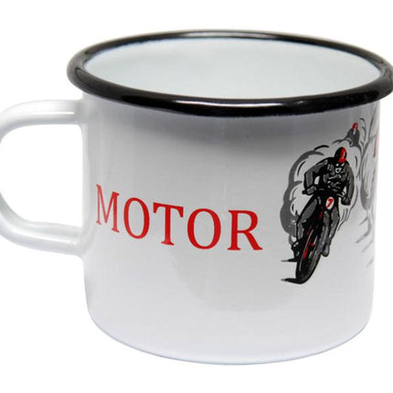 Emaille beker met opdruk Motor Racing