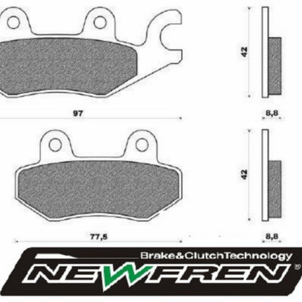 Jeu de plaquettes de frein Newfren pour Agility 125, K-Pipe, Sco Kymco 4T, Sento, Silence, Filly, GPR, New Dink, TZR FD0257