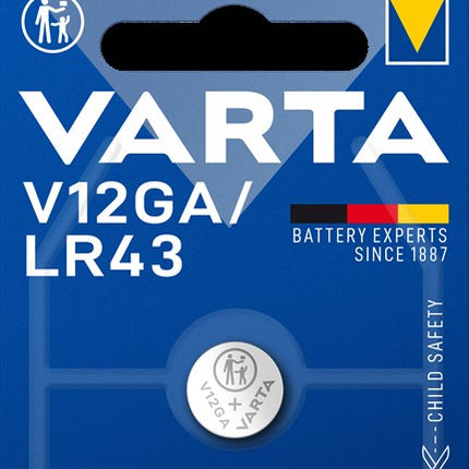 Varta Knoopcel Batterij Dun v12ga/lr43