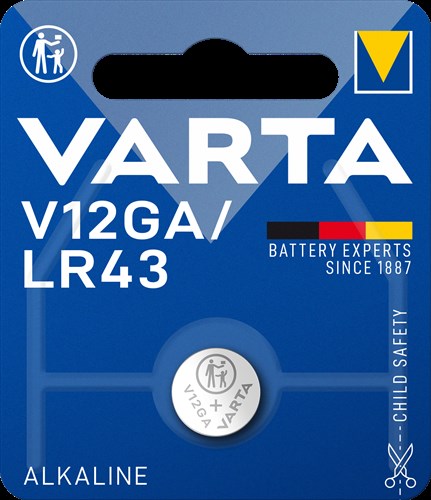 Varta Knoopcel Batterij Dun v12ga/lr43