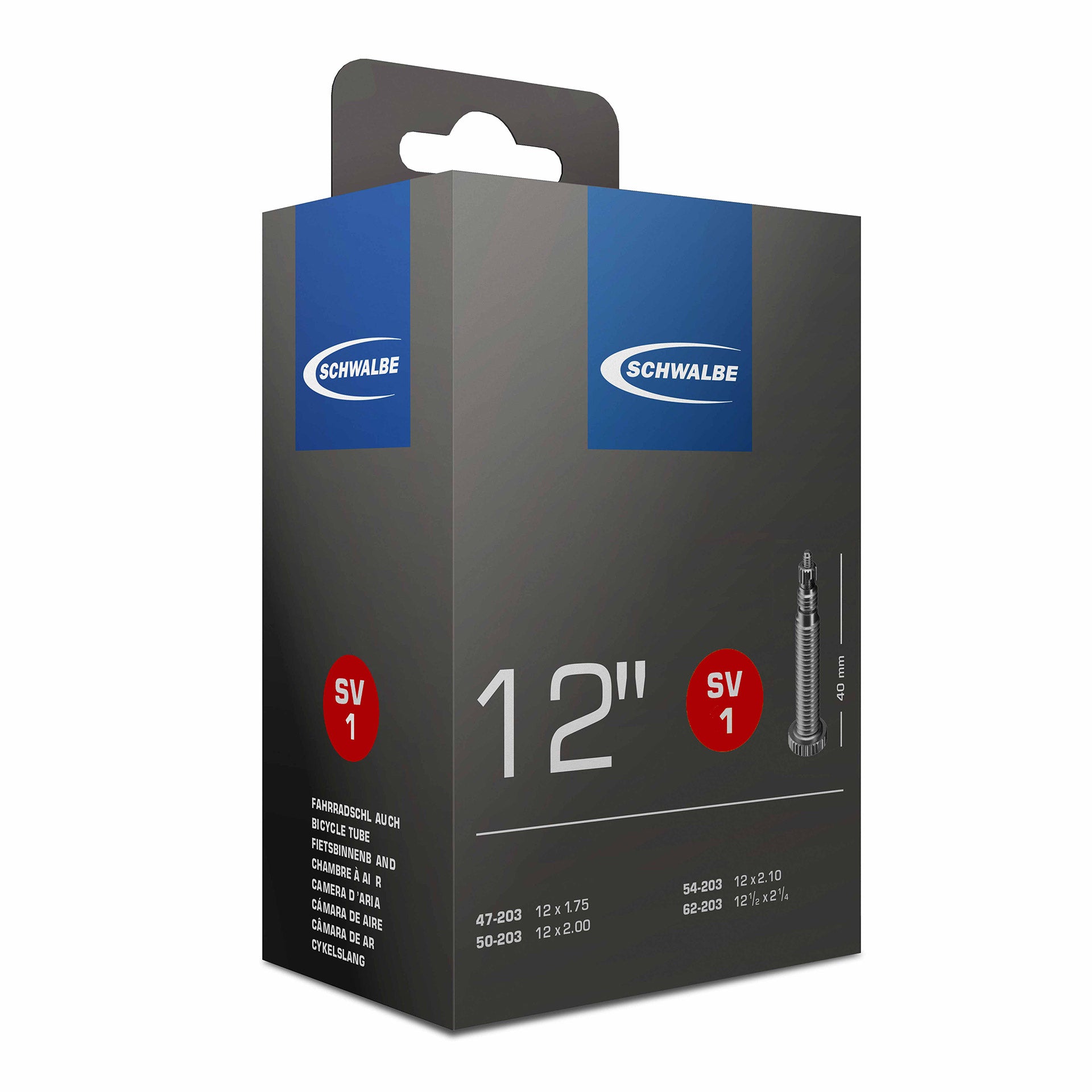 Schwalbe binnenband SV1 12" 47/62-203 FV 40mm