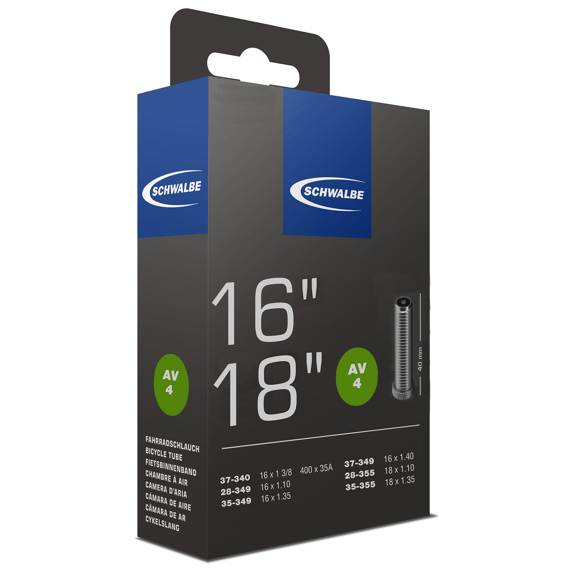 Schwalbe binnenband AV4 16/18" 28/37-340/355 AV 40mm