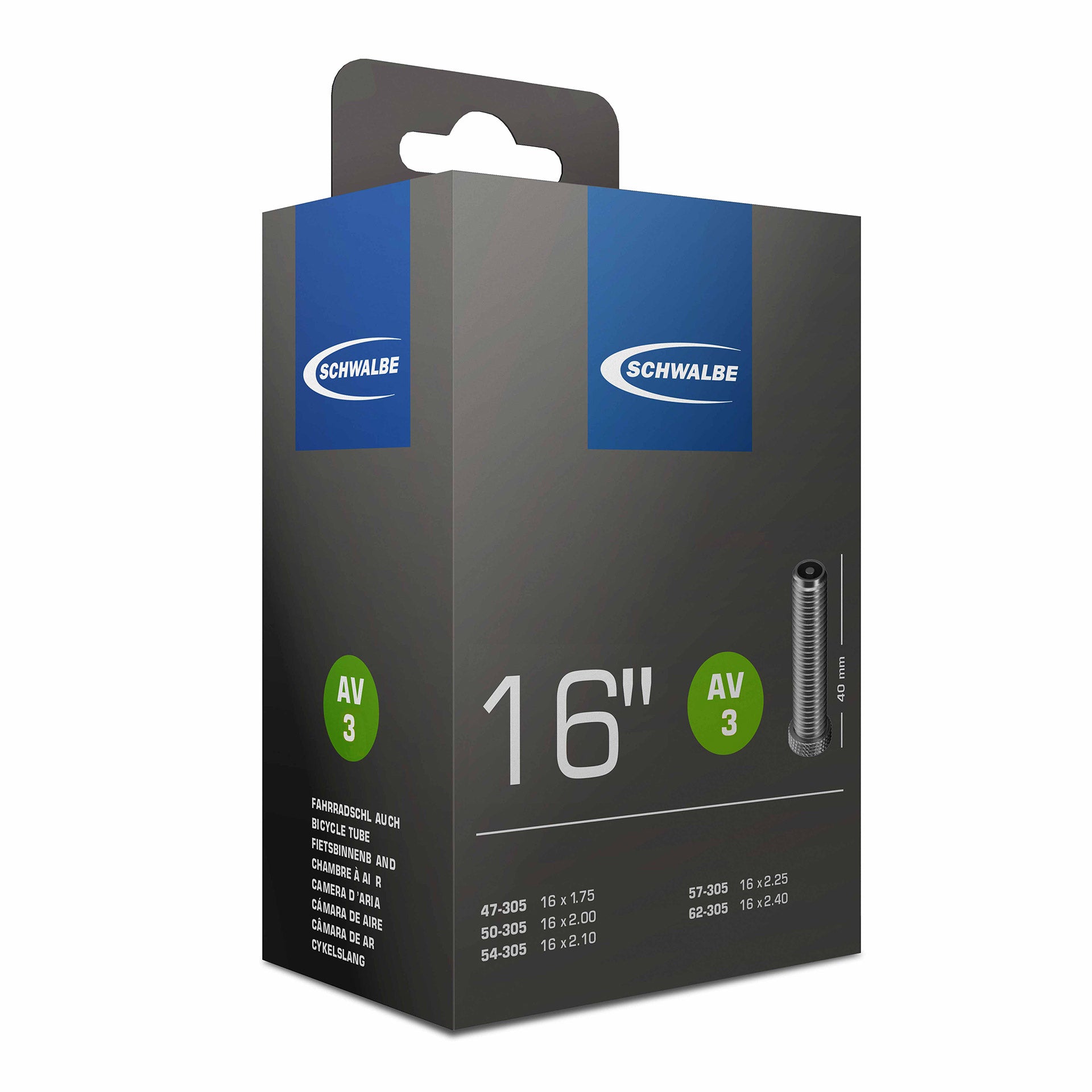 Schwalbe binnenband AV3 16" 47/62-305 AV 40mm