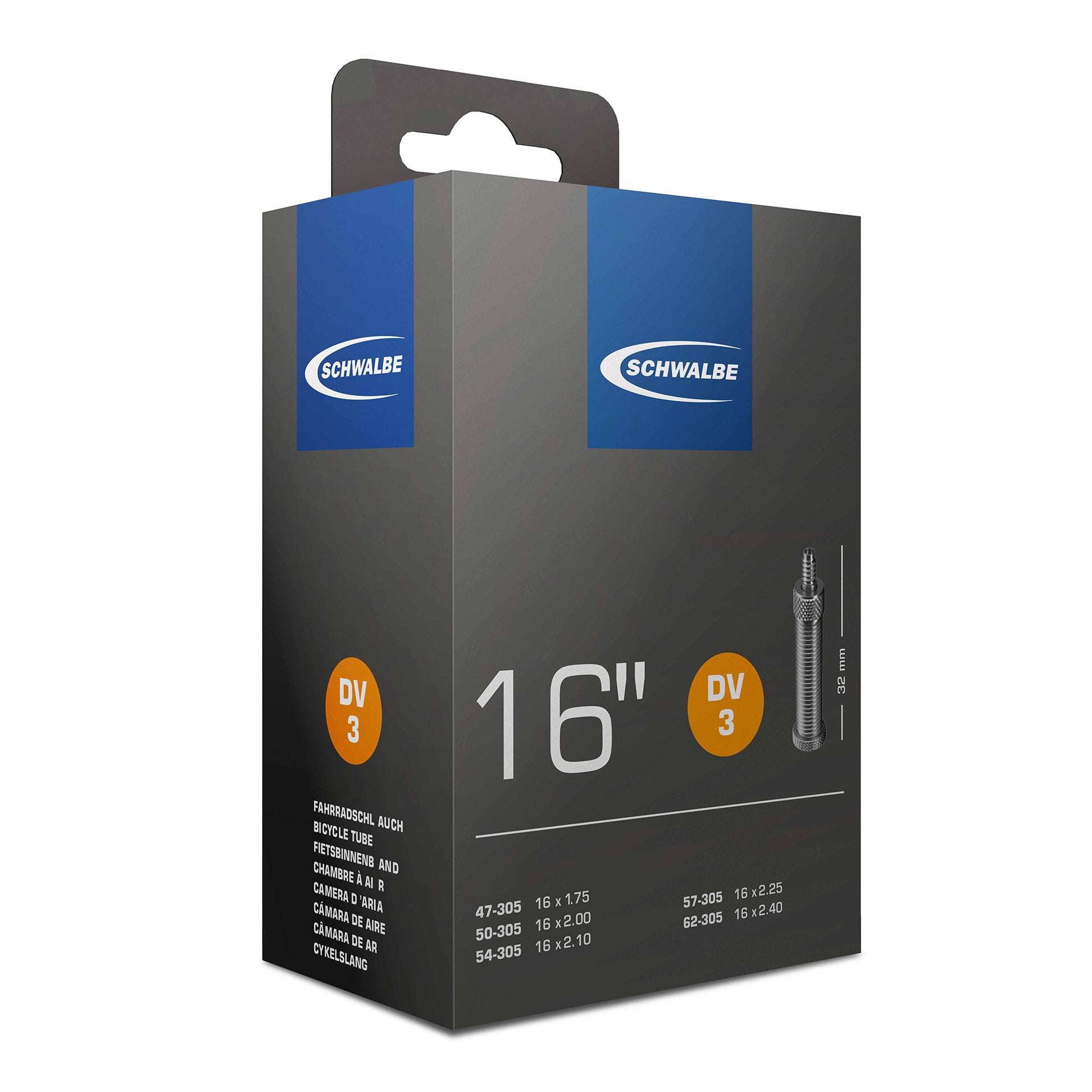 Schwalbe binnenband DV3 16" 47/62-305 HV 32mm