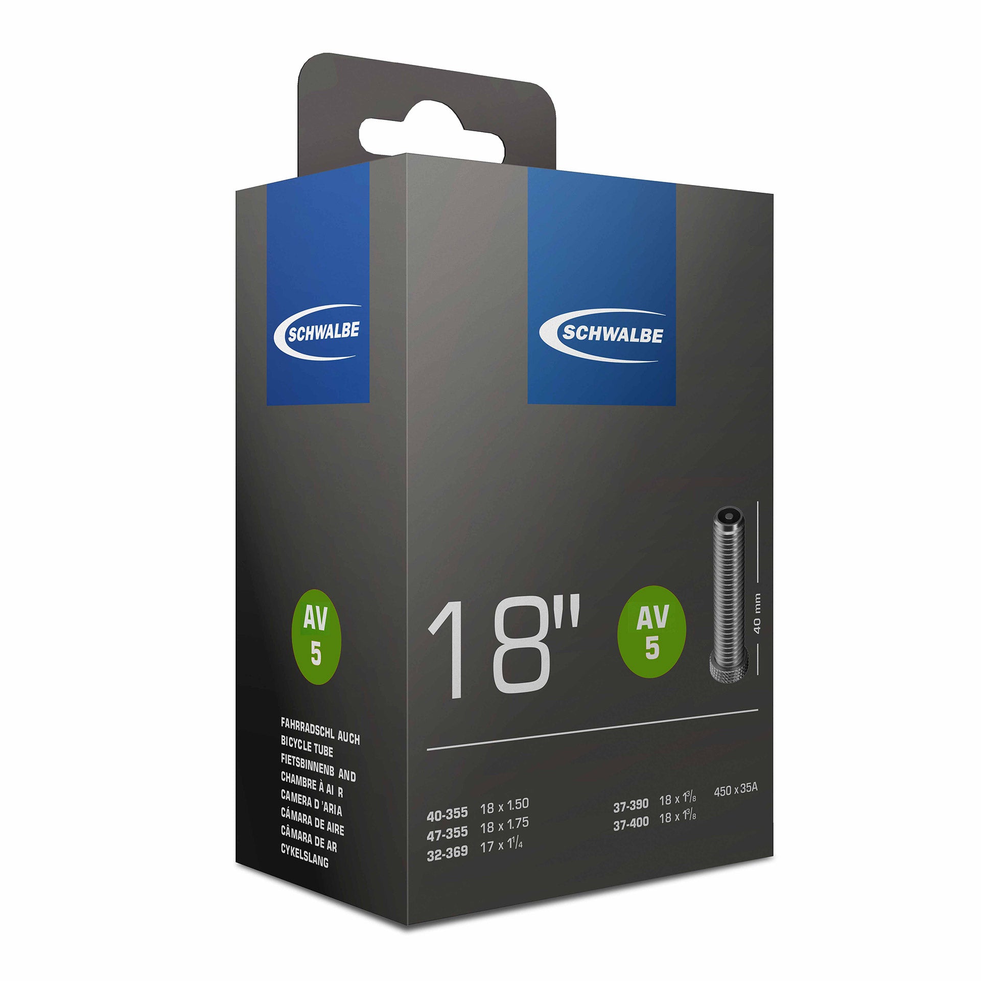 Schwalbe binnenband AV5 18" 32/47-355/400 AV 40mm
