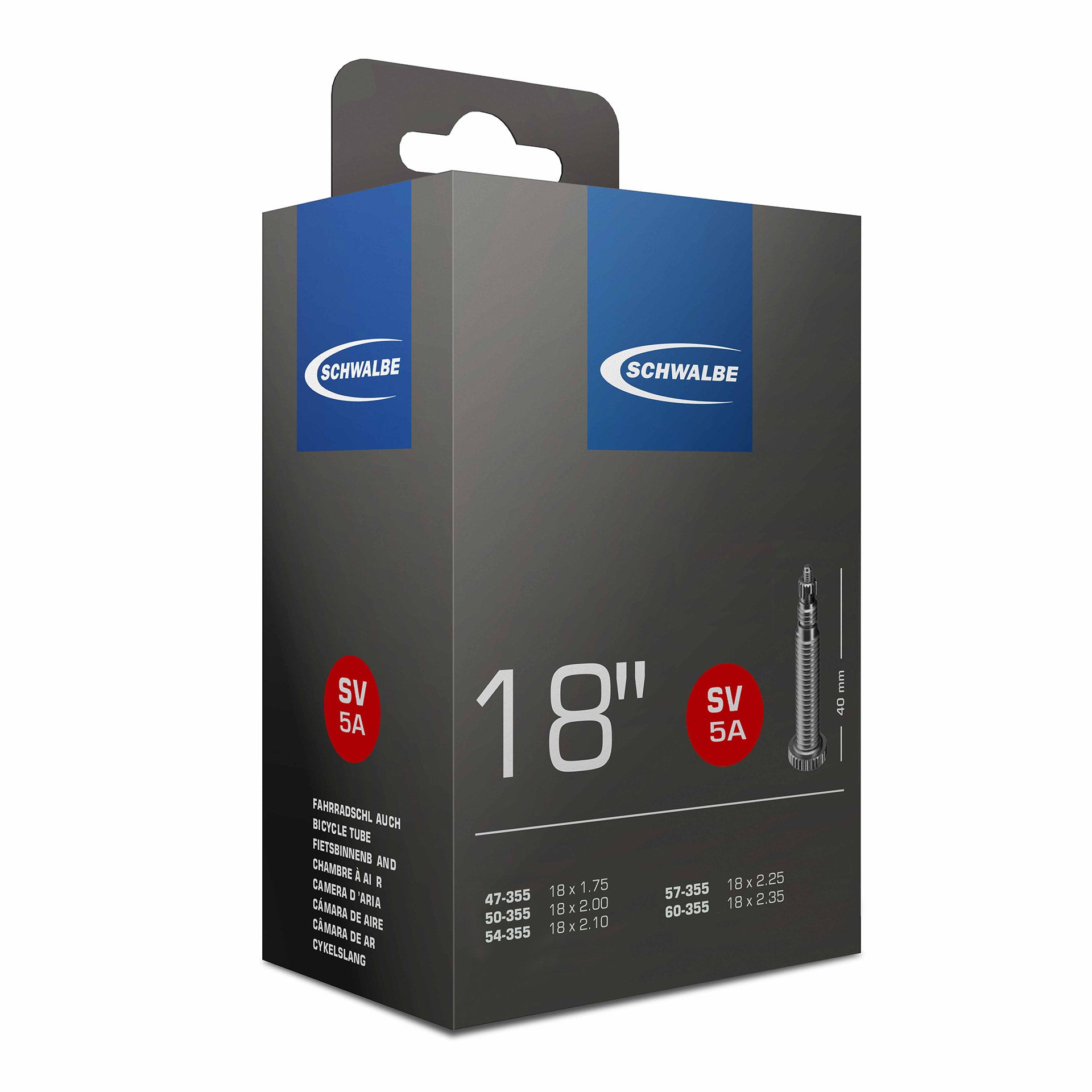 Schwalbe binnenband SV5A 18" 47/60-355 FV 40mm