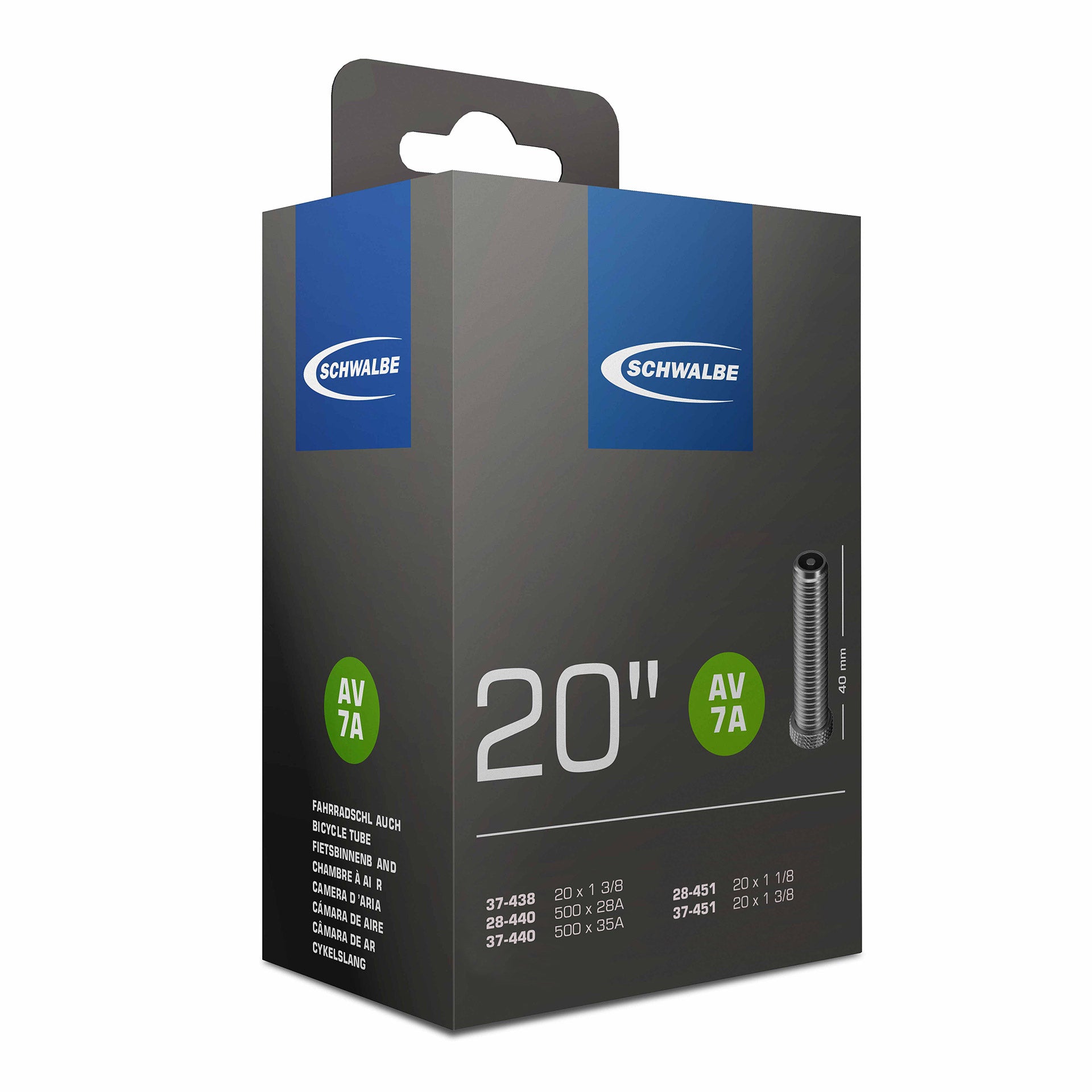 Schwalbe binnenband AV7A 20" 28/37-438/451 AV 40mm