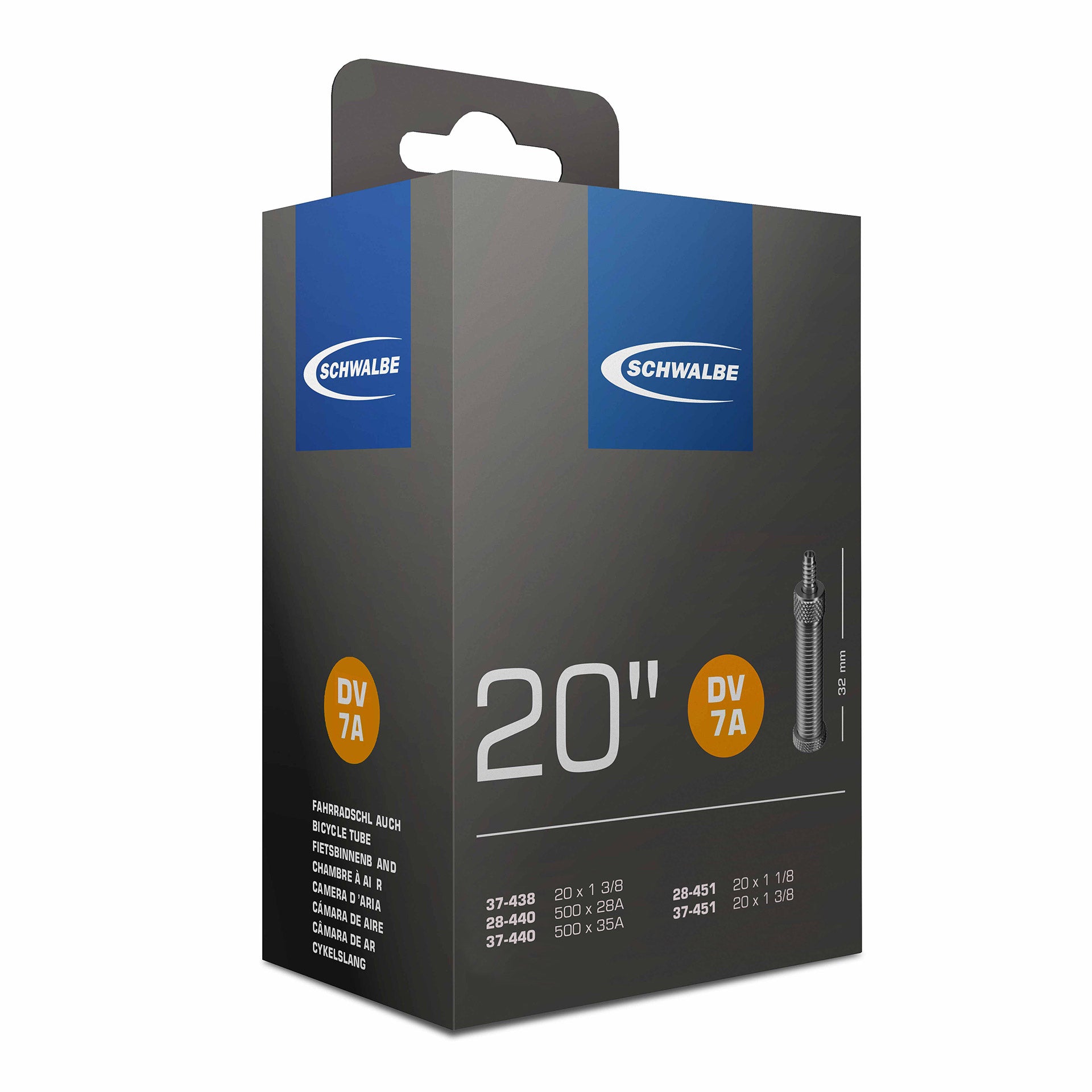 Schwalbe binnenband DV7A 20" 28/37-438/451 HV 32mm