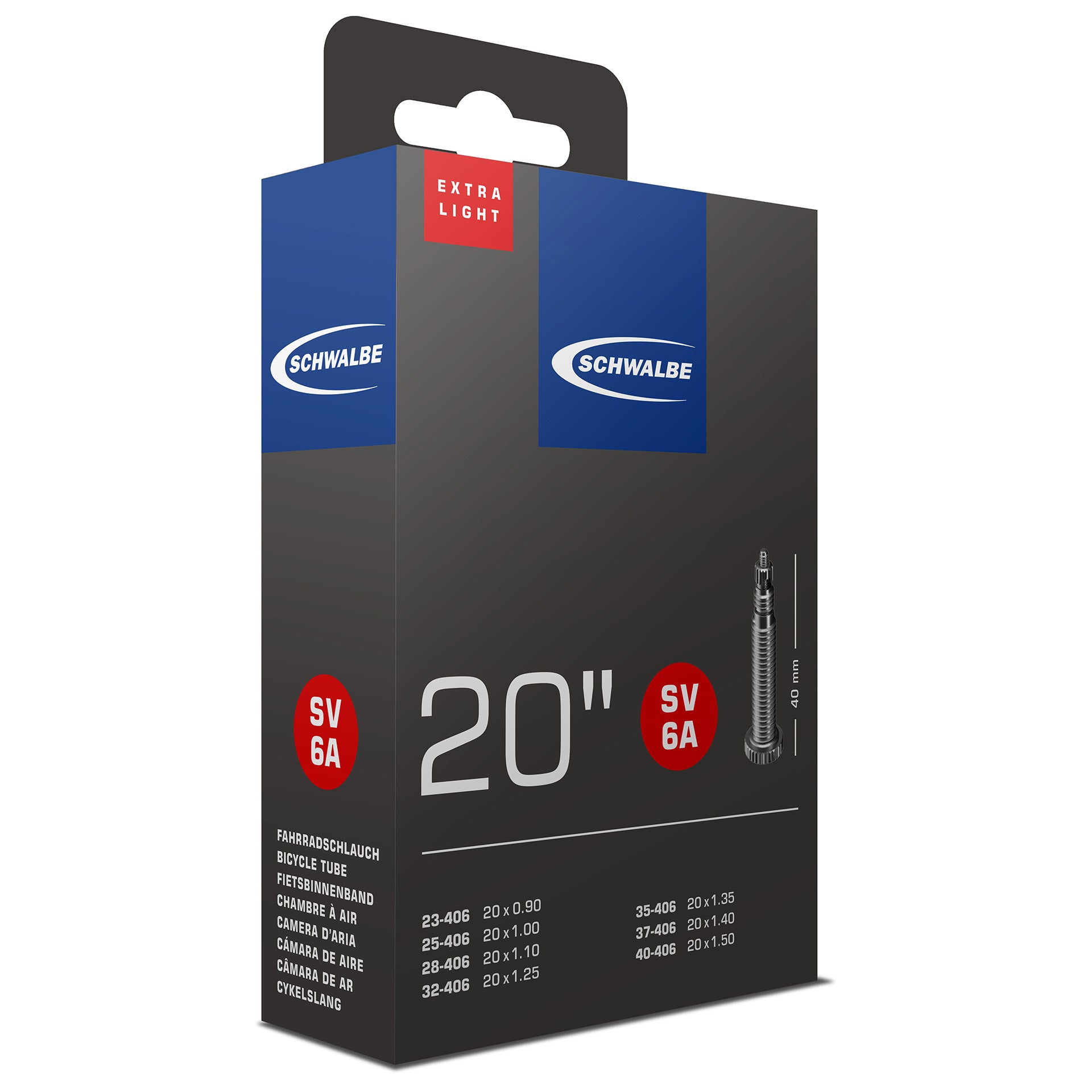 Schwalbe binnenband SV6A 20" 23/40-406 FV 40mm
